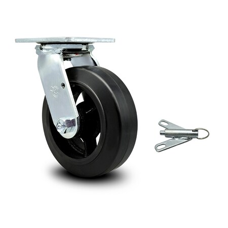 Service Caster 6 Inch Rubber on Steel Swivel Caster with Ball Bearing and Swivel Lock SCC SCC-30CS620-RSB-BSL